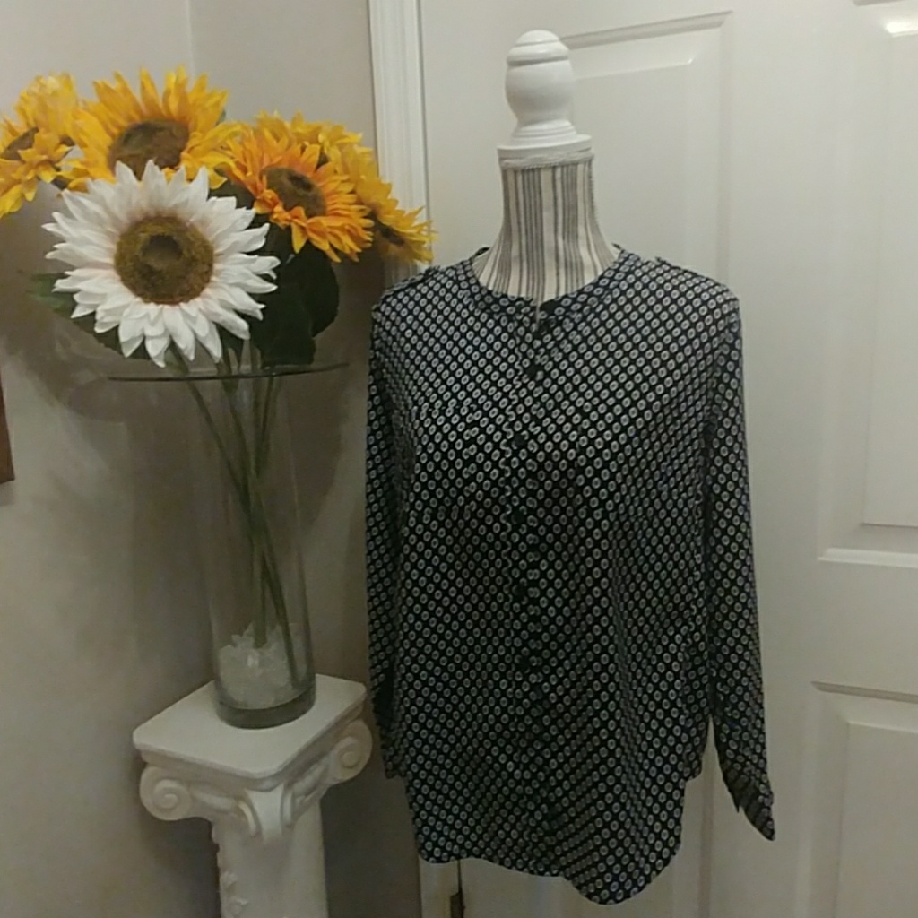 Apt. 9 Button Down Printed Blouse